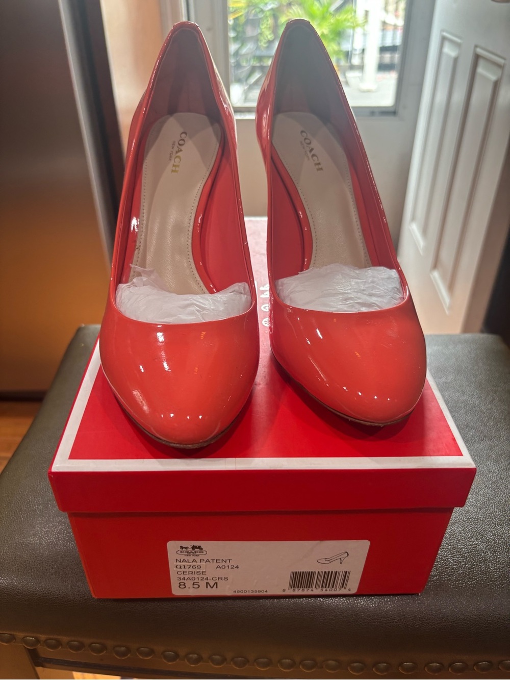 Coach Nala High Heels Coral (cerise)Leather Pumps Slip On Dress Shoes Size 8.5 B